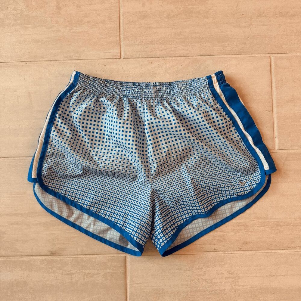 Nike Dri-FIT Tempo Shorts White Blue Checkered Reflective Swoosh Running Lined S